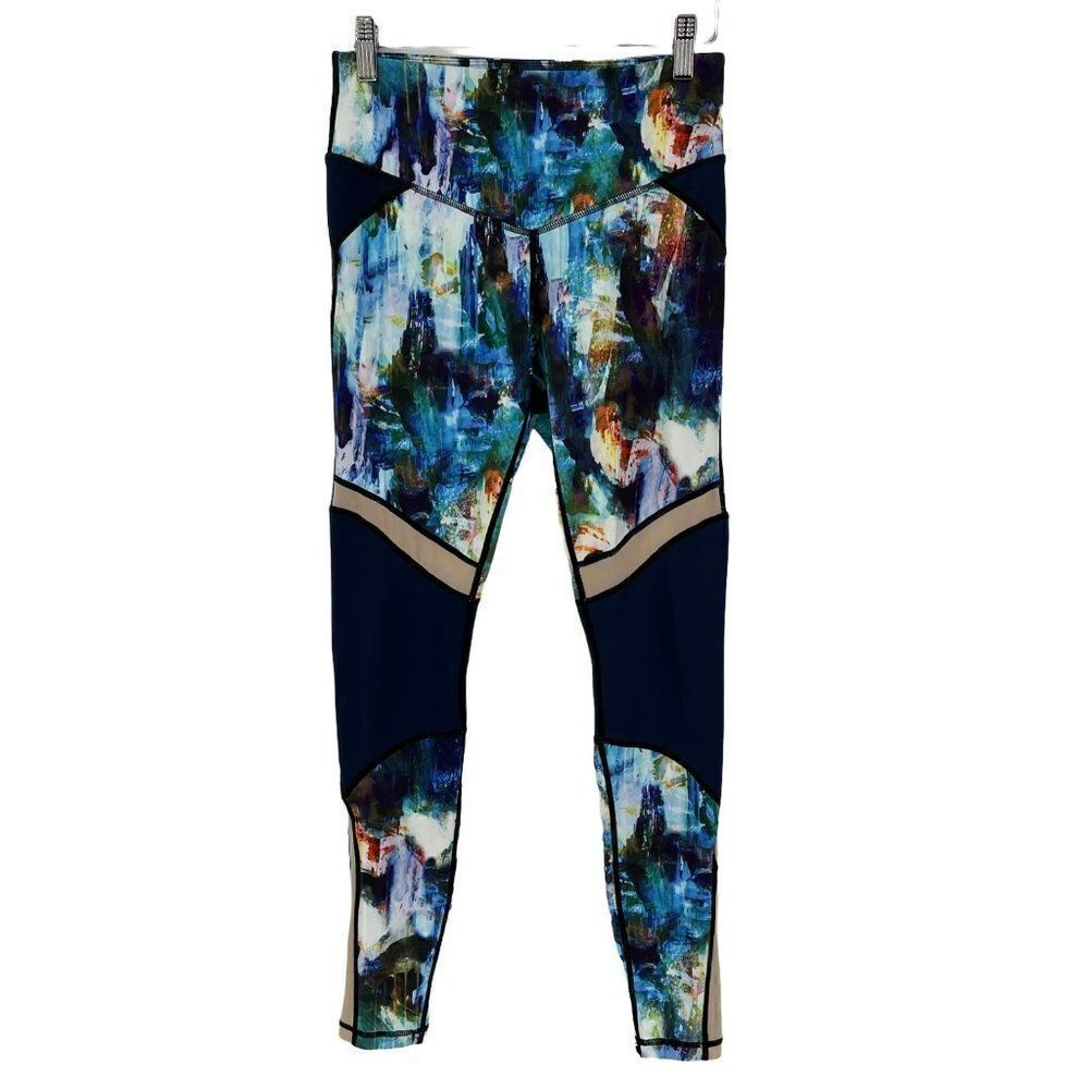 L'urv Full Length Mid Rise Athletic Yoga Performance Leggings Blue Women Small